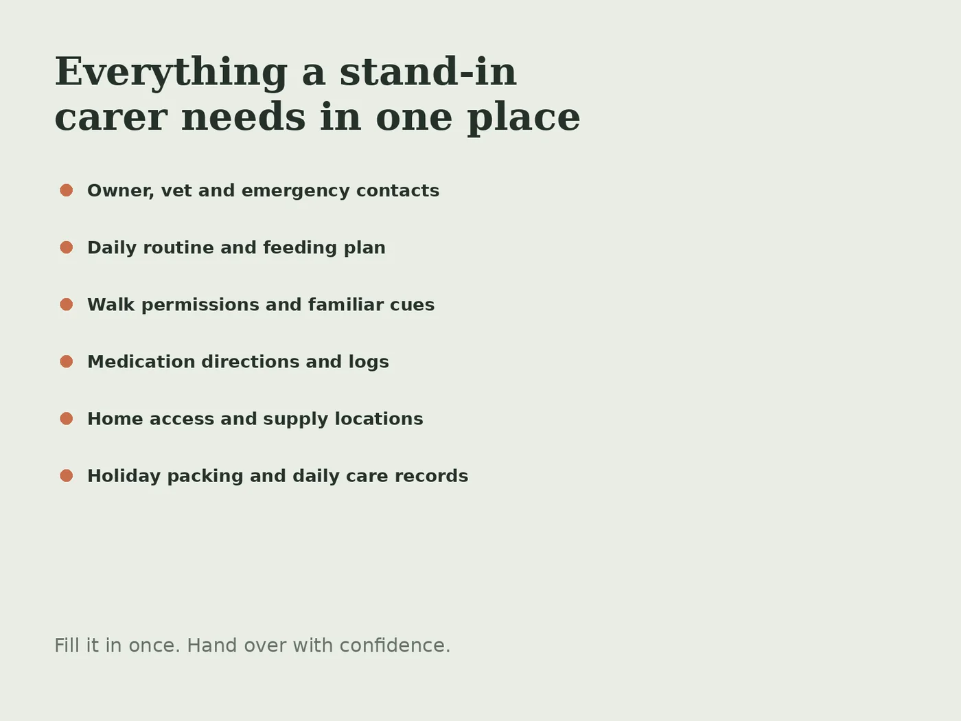 Summary of the planner contents