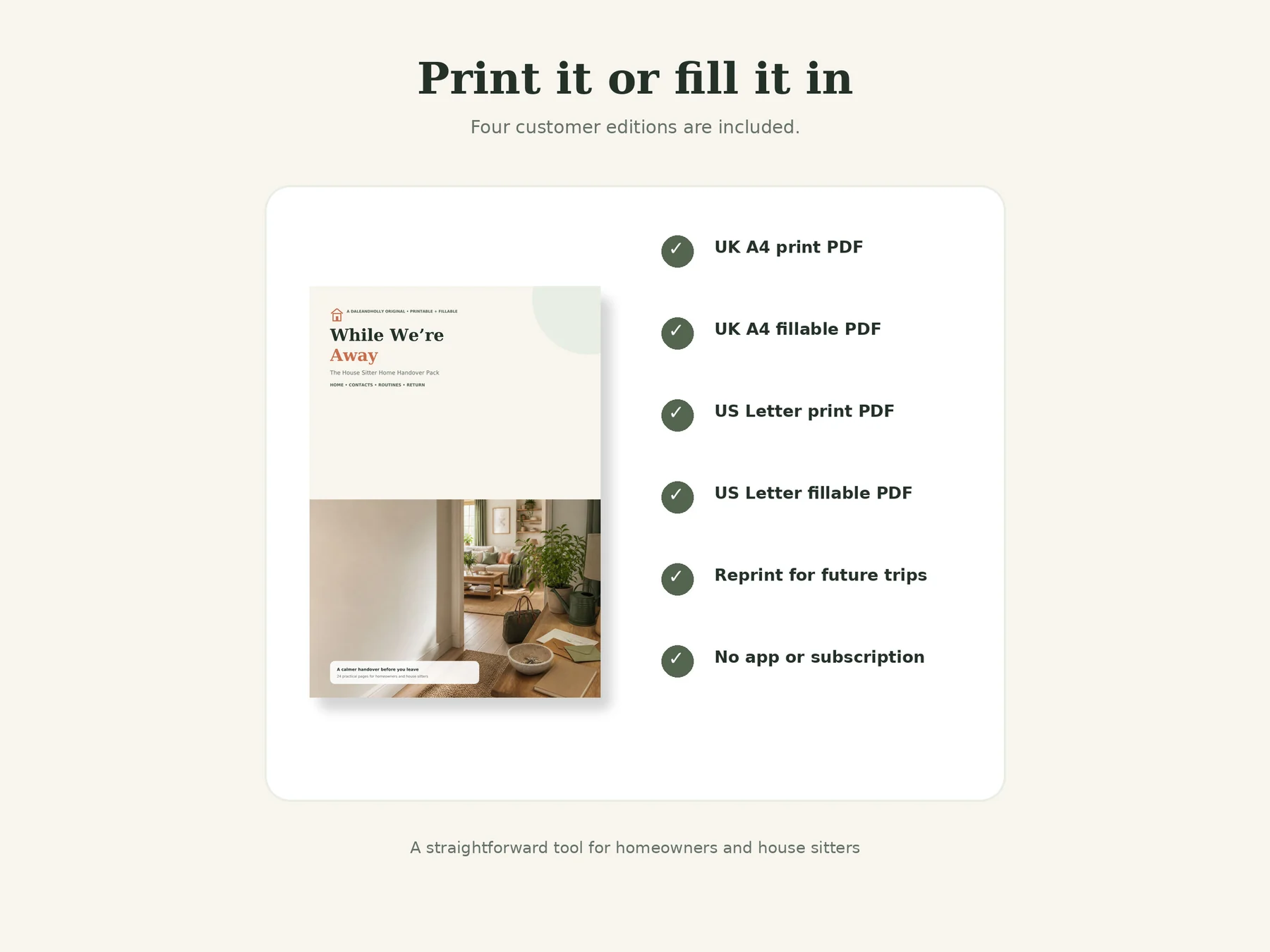 A4 and US Letter print and fillable editions included